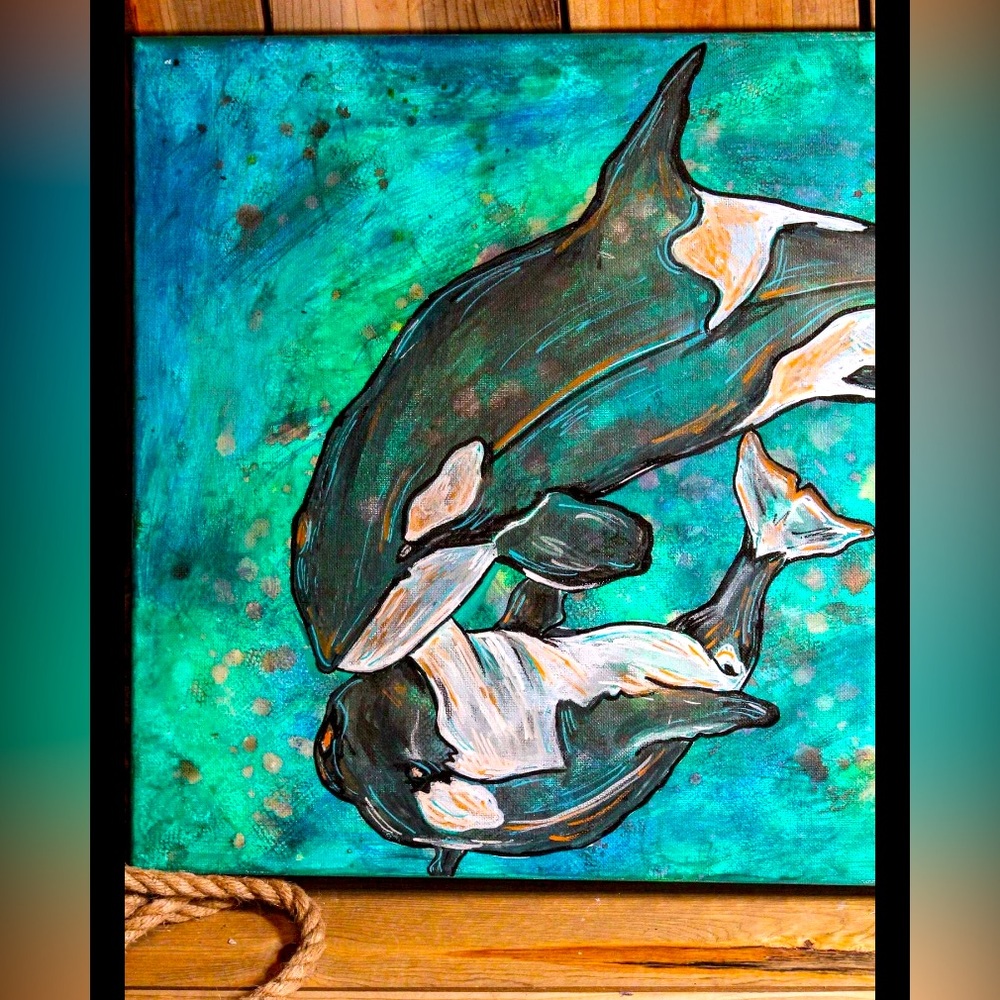Mom baby orca art